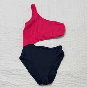 Abercrombie & Fitch One-Shoulder Swimsuit - Hot Pink & Navy